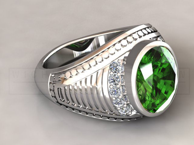 kengkod26v2 emerald and diamond ring 3D print model_4