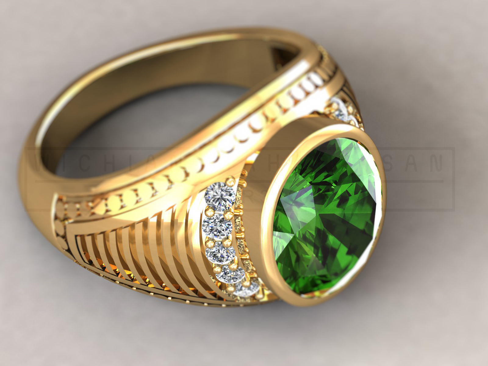kengkod26v2 emerald and diamond ring 3D print model_5