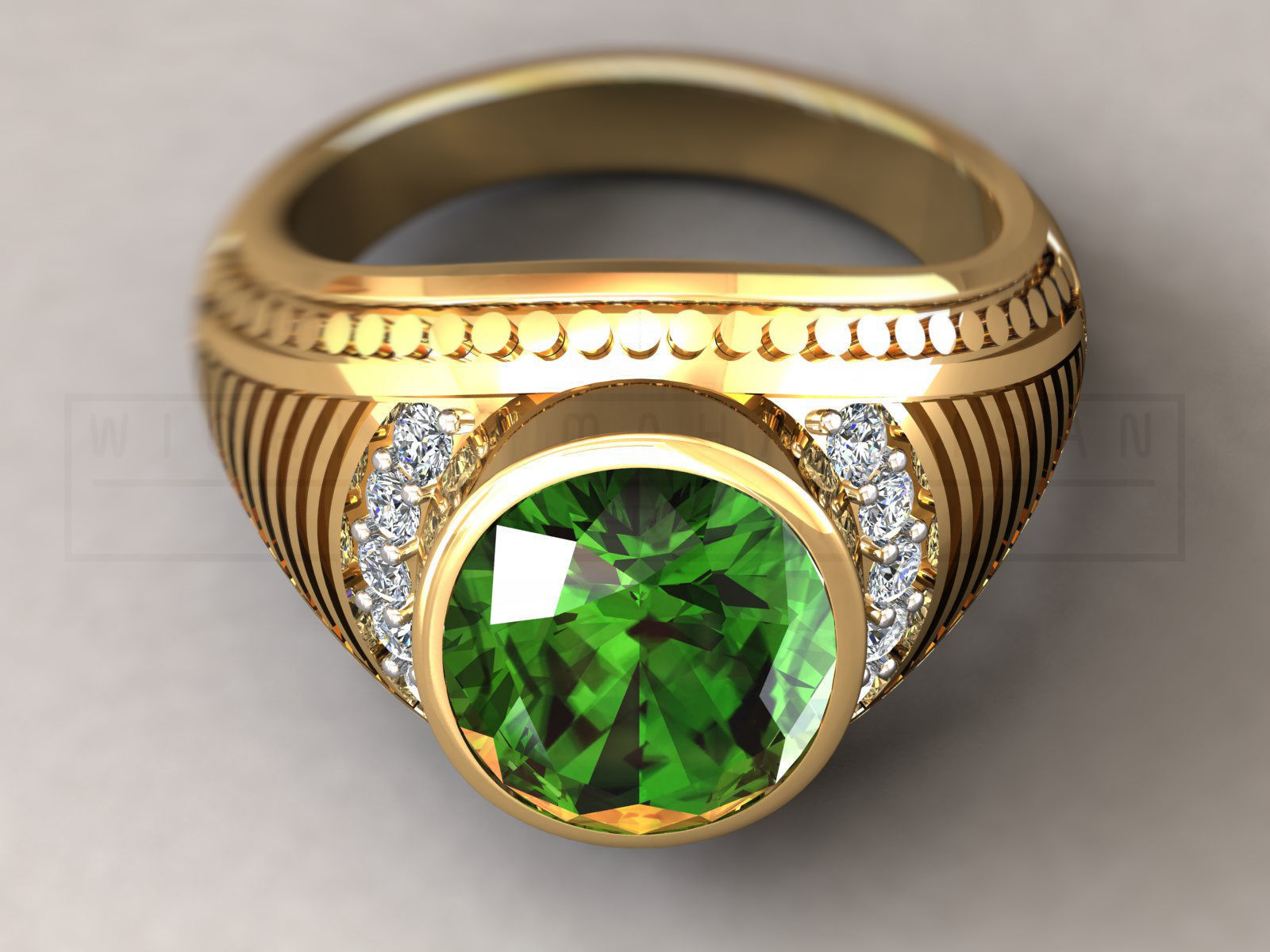 kengkod26v2 emerald and diamond ring 3D print model_3