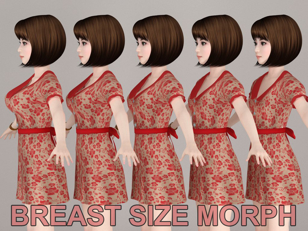 T pose nonrigged model of Fumika with various outfit 3D model_8