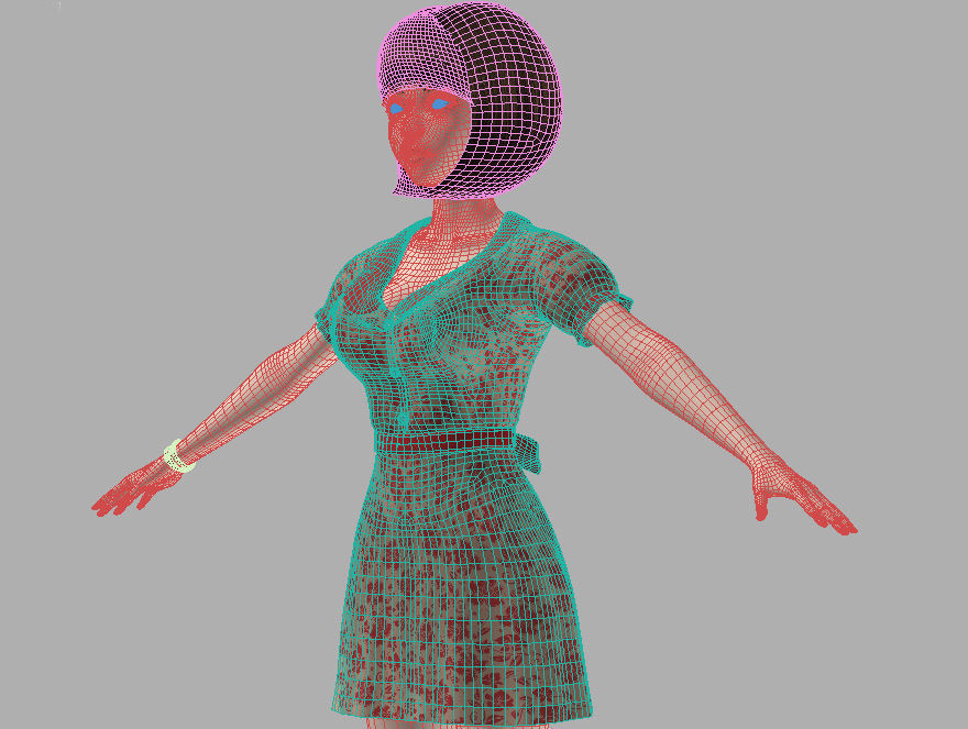 T pose rigged model of Fumika with various outfit 3D model_13