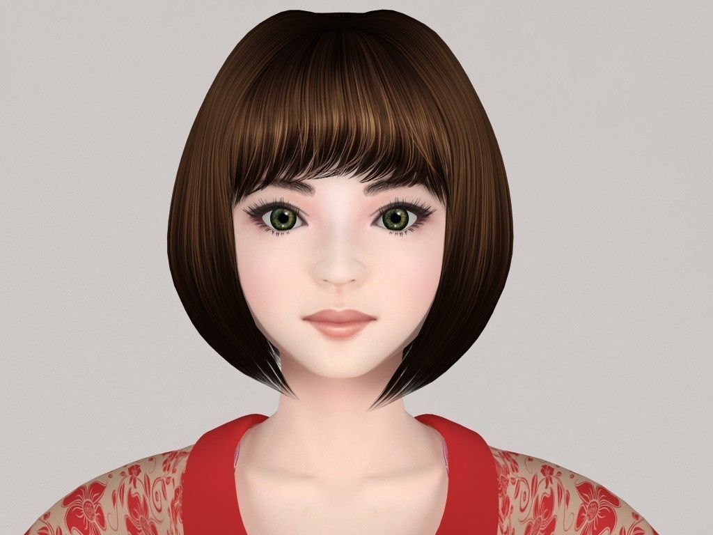 T pose rigged model of Fumika with various outfit 3D model_2