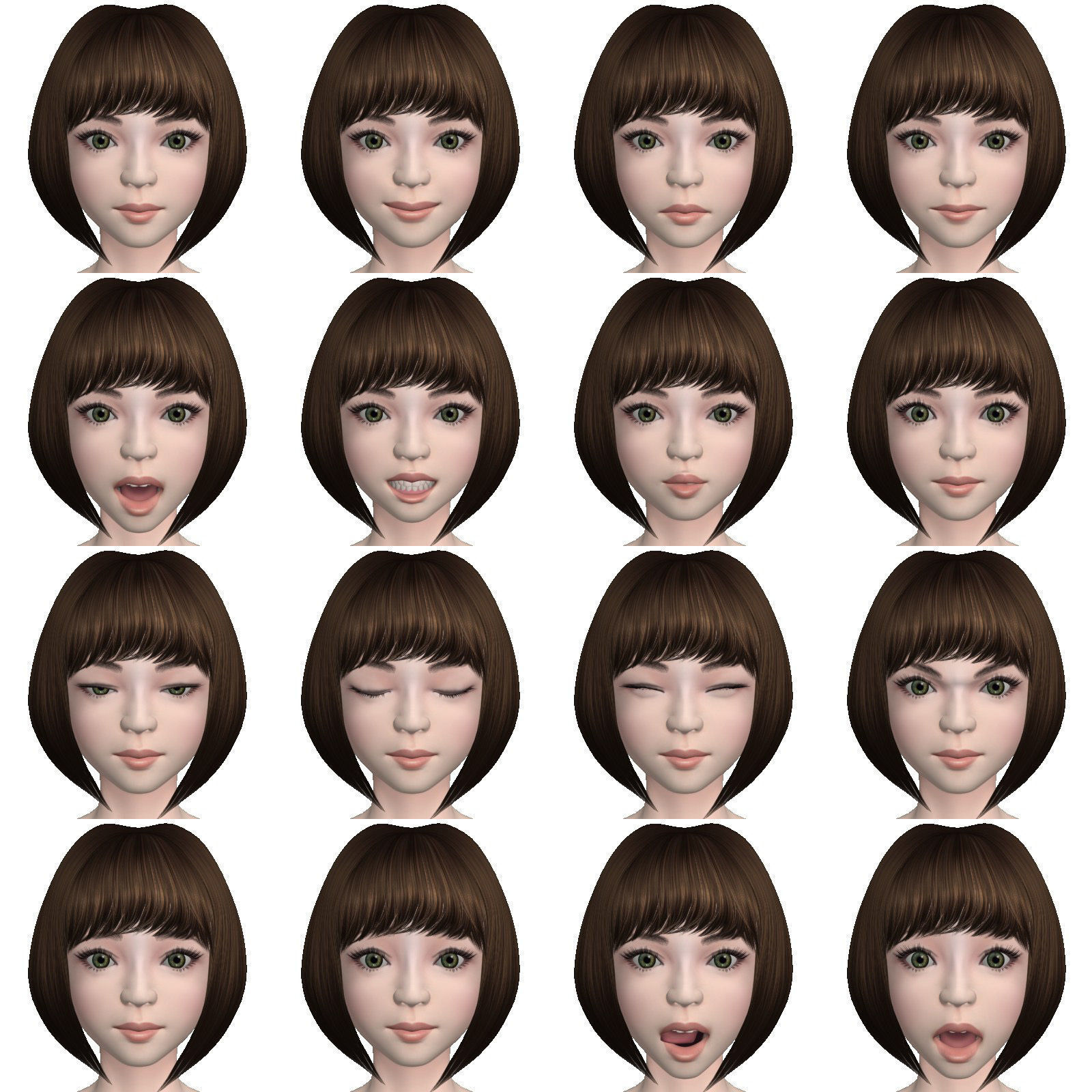 T pose rigged model of Fumika with various outfit 3D model_4