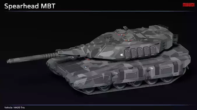 Scifi Spearhead MBT Low-poly 3D model