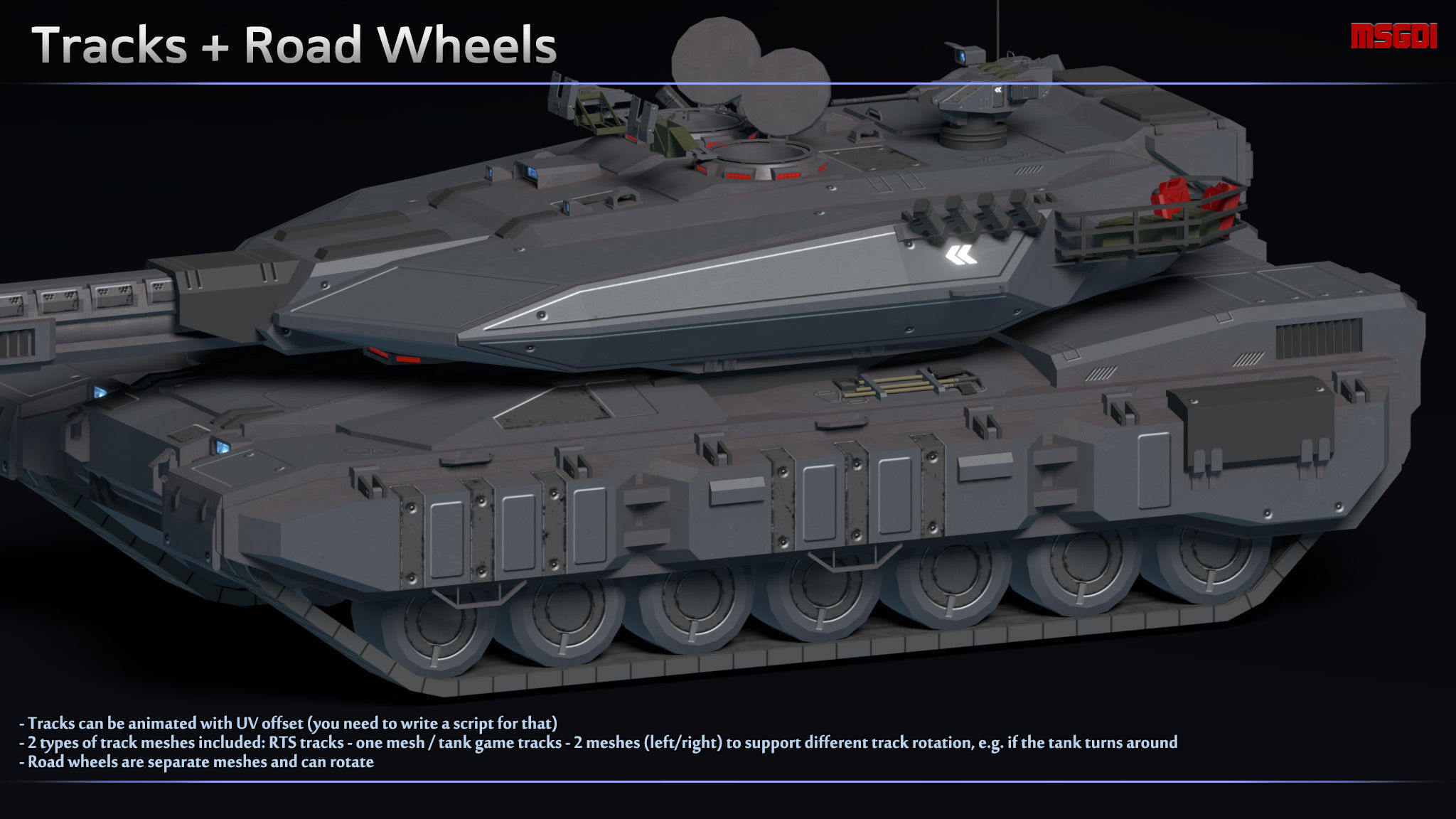 Scifi Spearhead MBT Low-poly 3D model_5