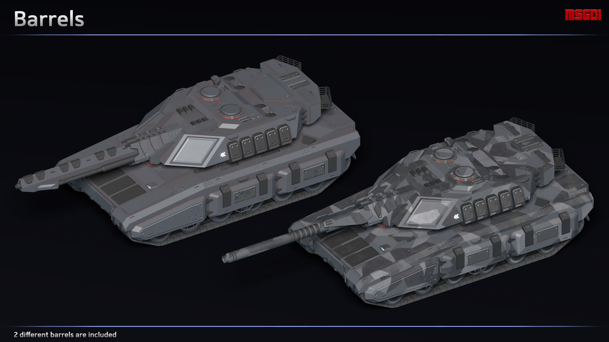Scifi Spearhead MBT Low-poly 3D model_3