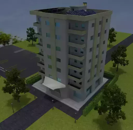 Apartment tower Free low-poly 3D model