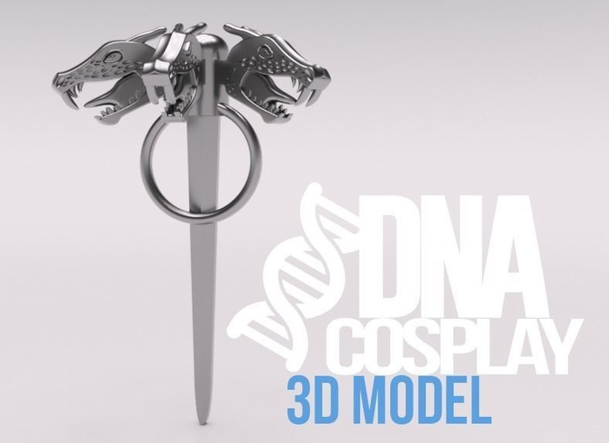 Daenerys Targaryen Three-headed Dragon Pin 3D print model