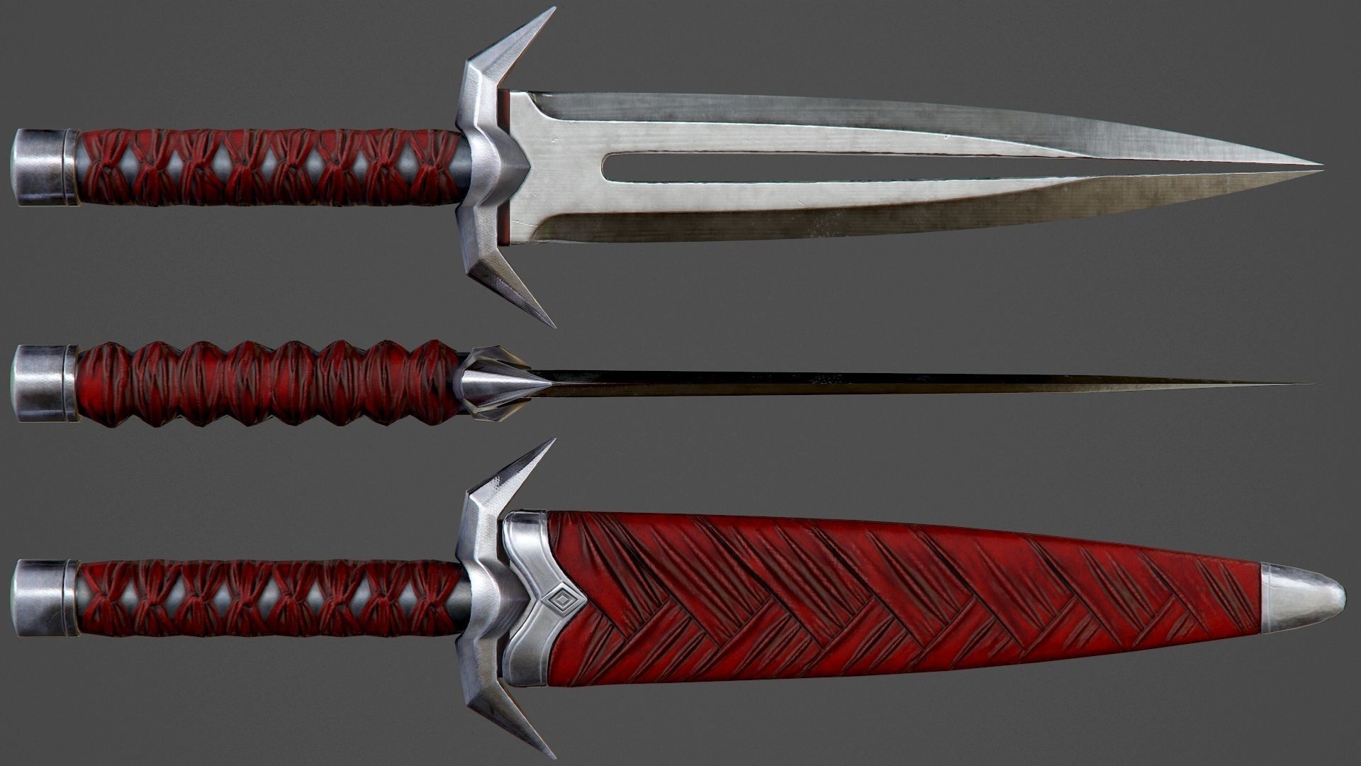 Assassin Knife PBR Game-Ready Low-poly 3D model_6