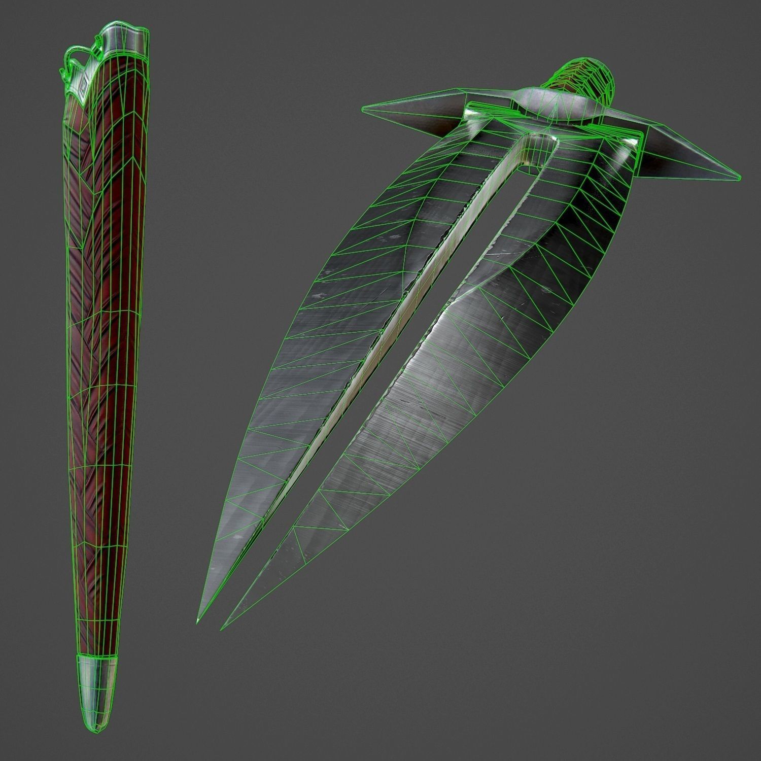 Assassin Knife PBR Game-Ready Low-poly 3D model_15