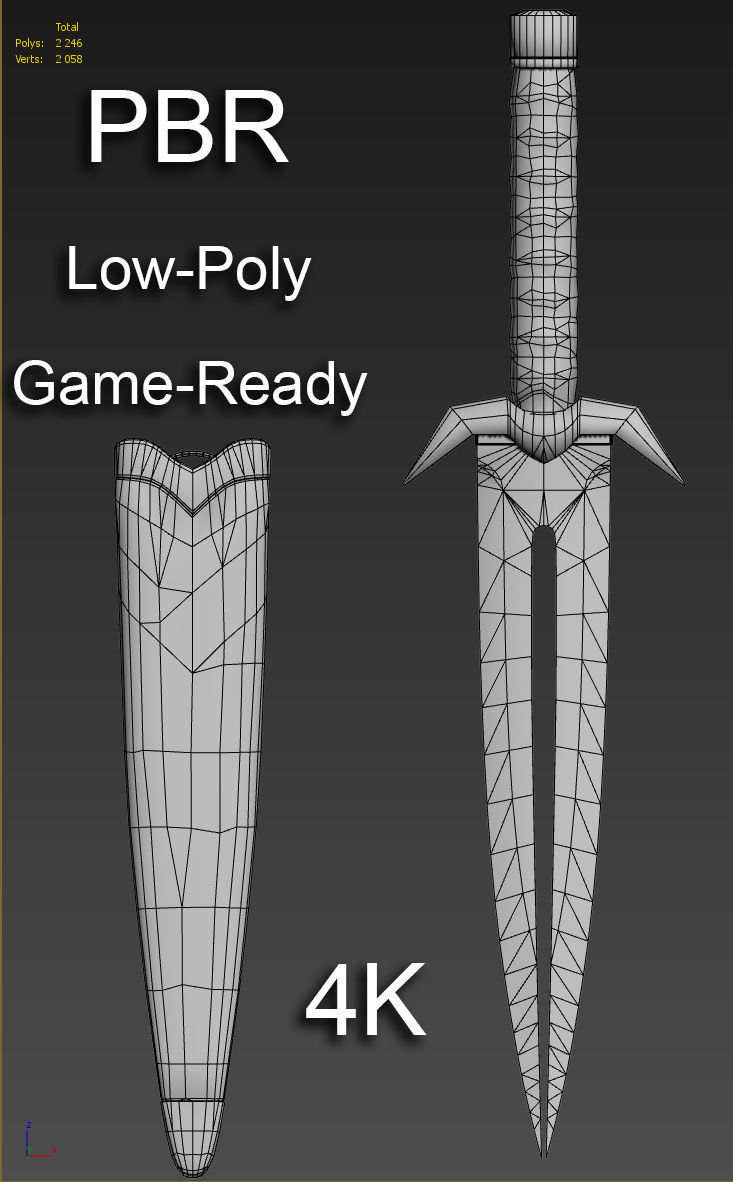 Assassin Knife PBR Game-Ready Low-poly 3D model_8