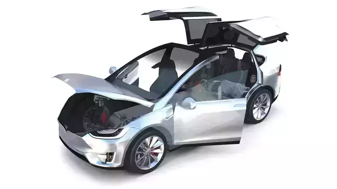 Tesla Model X Silver with interior and chassis