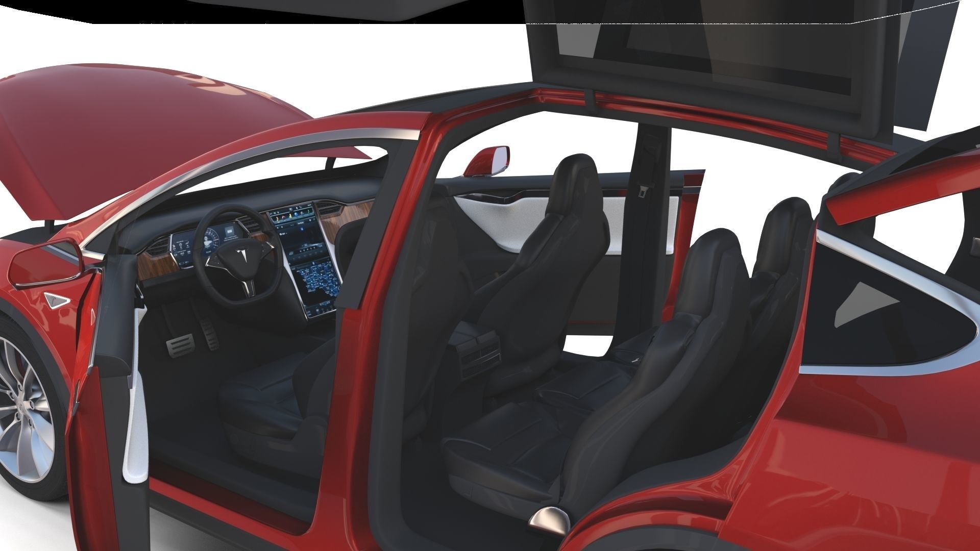 Tesla Model X Red with interior 3D model_38