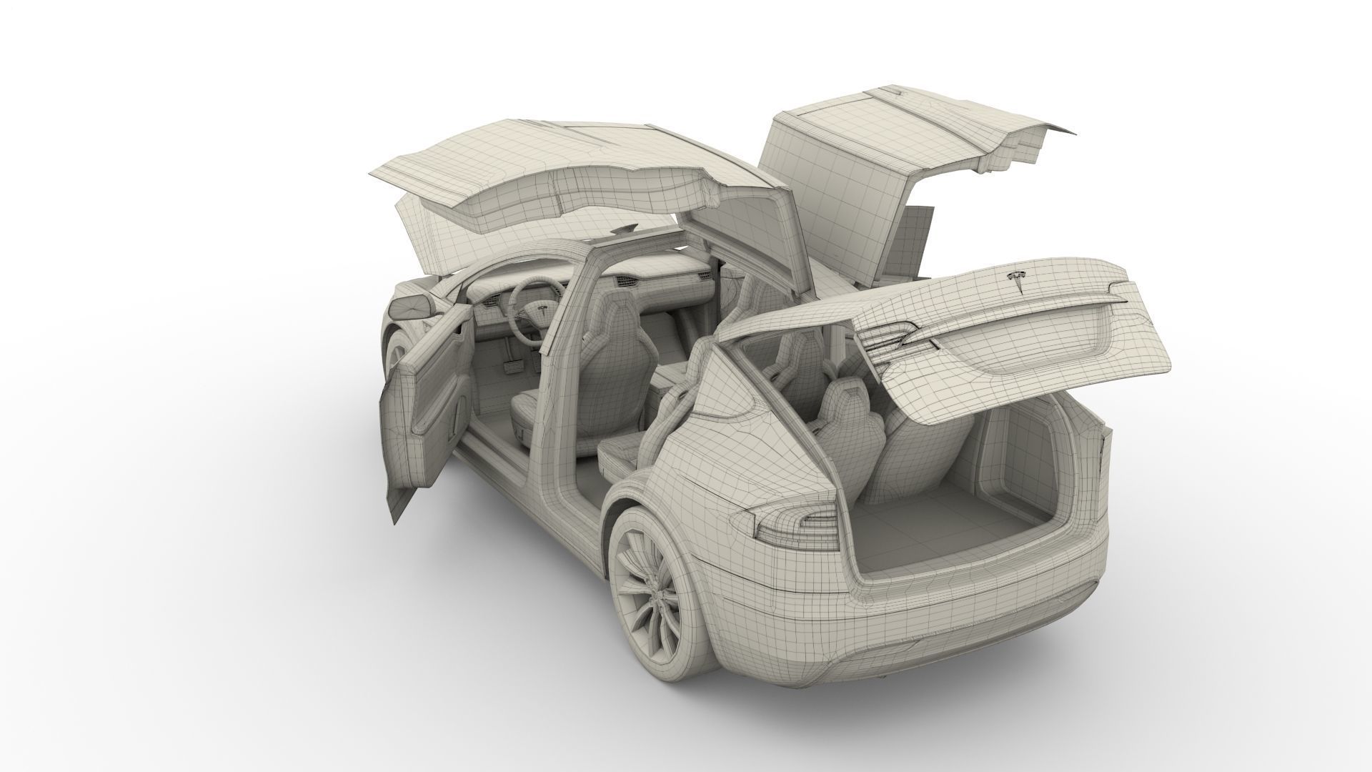 Tesla Model X Red with interior 3D model_47