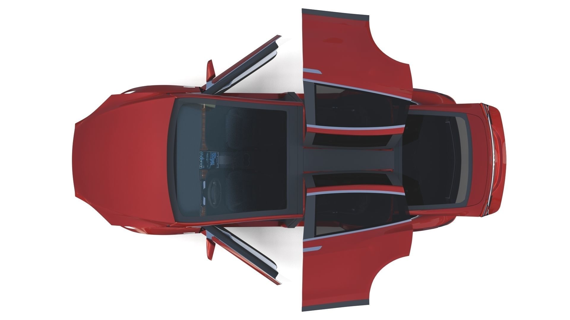 Tesla Model X Red with interior 3D model_31