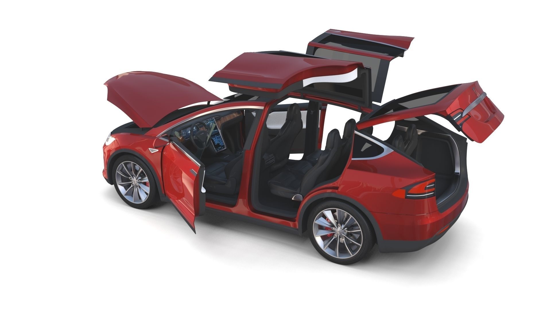 Tesla Model X Red with interior 3D model_30