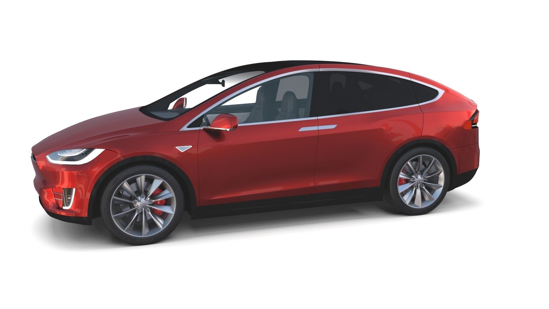 Tesla Model X Red with interior 3D model_66
