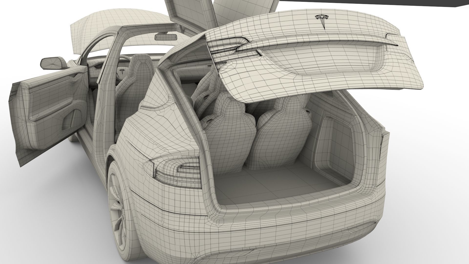 Tesla Model X Red with interior 3D model_54