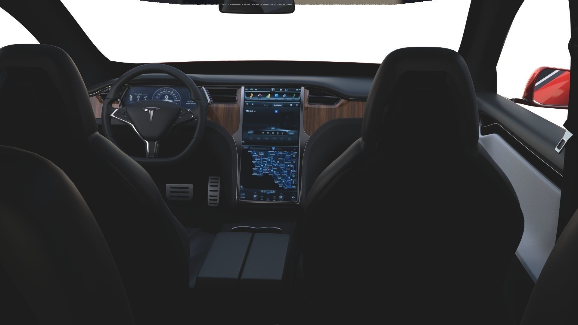 Tesla Model X Red with interior 3D model_17