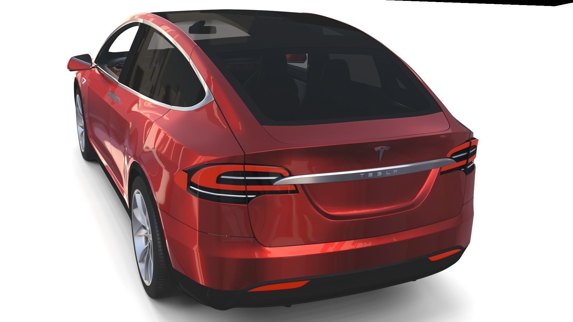 Tesla Model X Red with interior 3D model_12