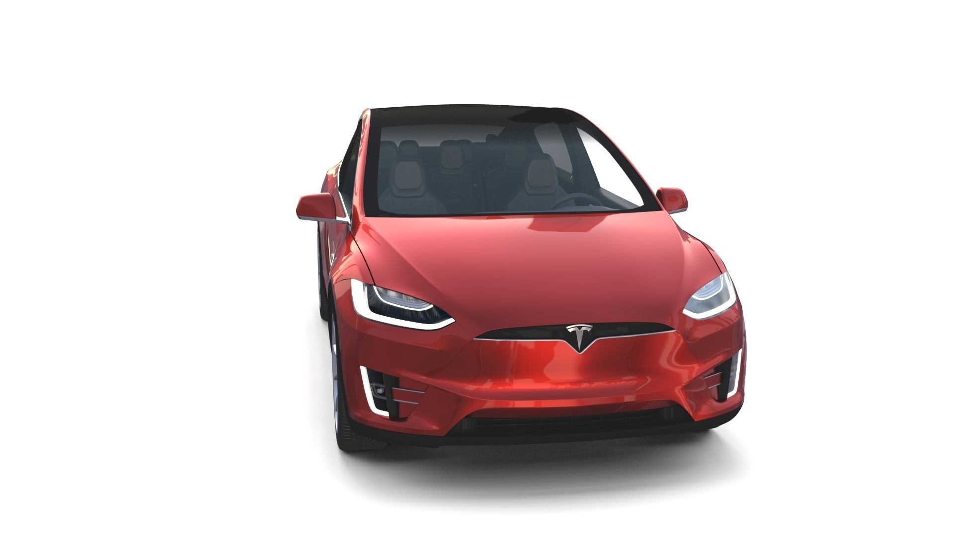 Tesla Model X Red with interior 3D model_1