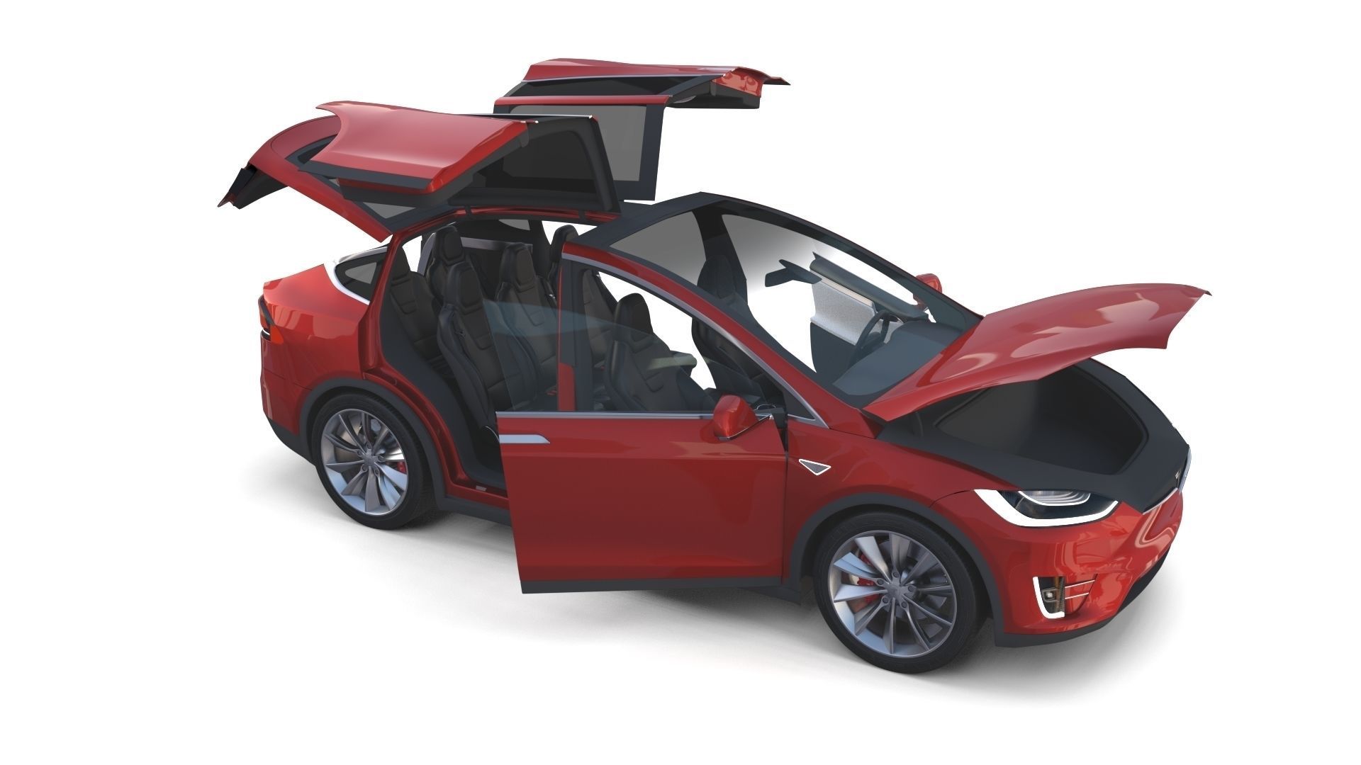 Tesla Model X Red with interior 3D model_33