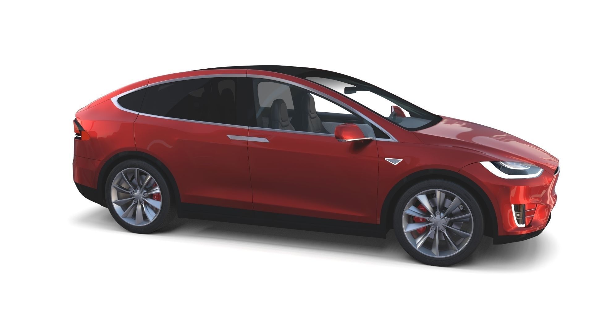 Tesla Model X Red with interior 3D model_69