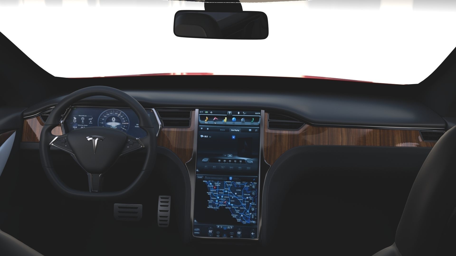Tesla Model X Red with interior 3D model_21