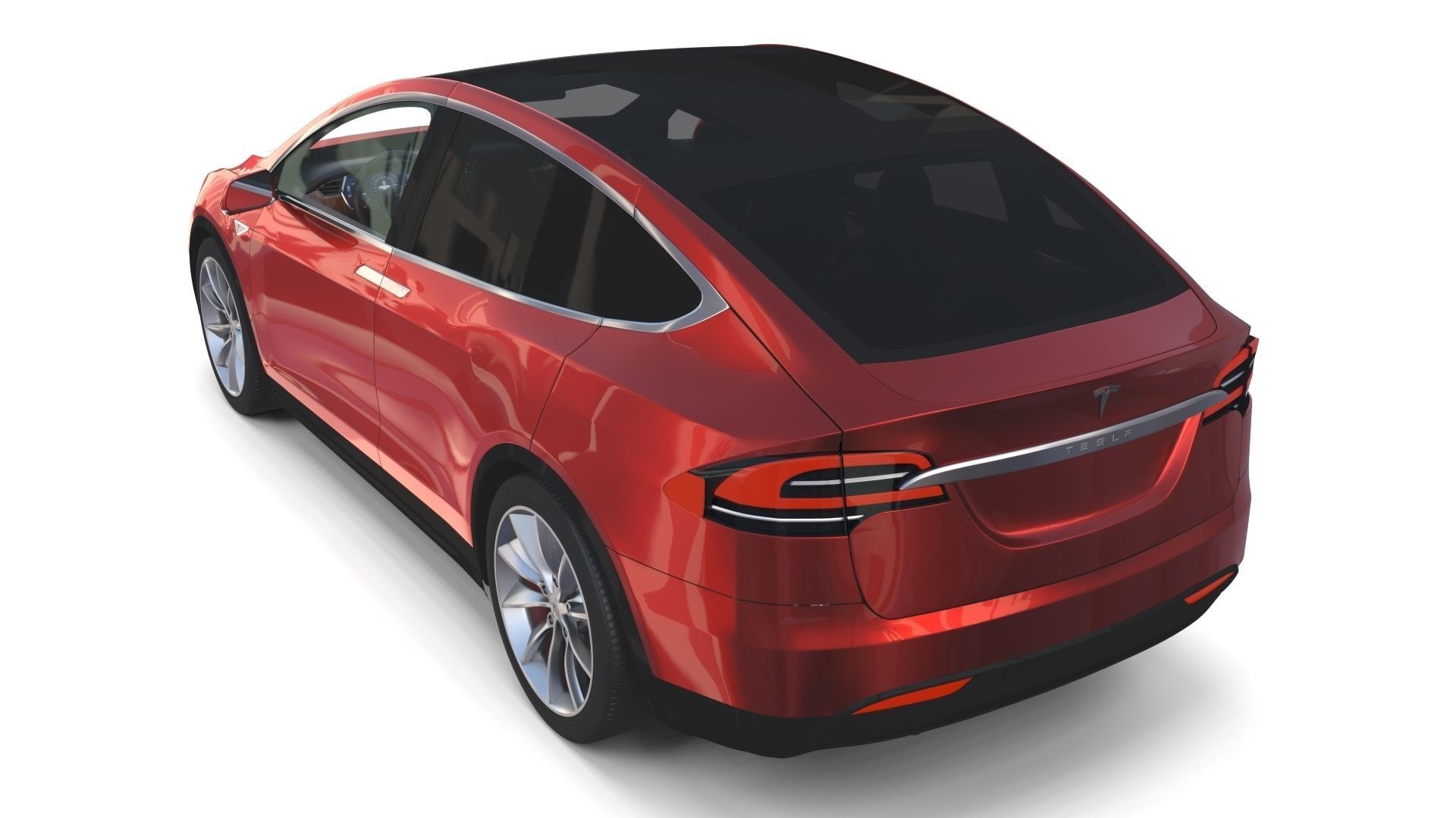 Tesla Model X Red with interior 3D model_16