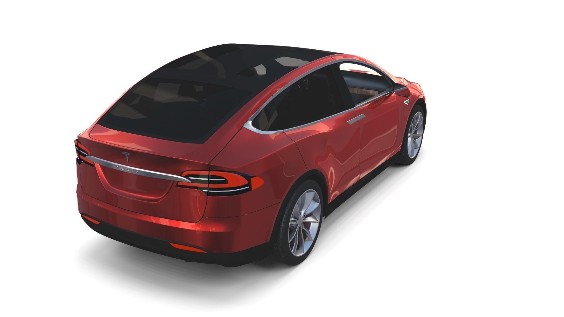 Tesla Model X Red with interior 3D model_9
