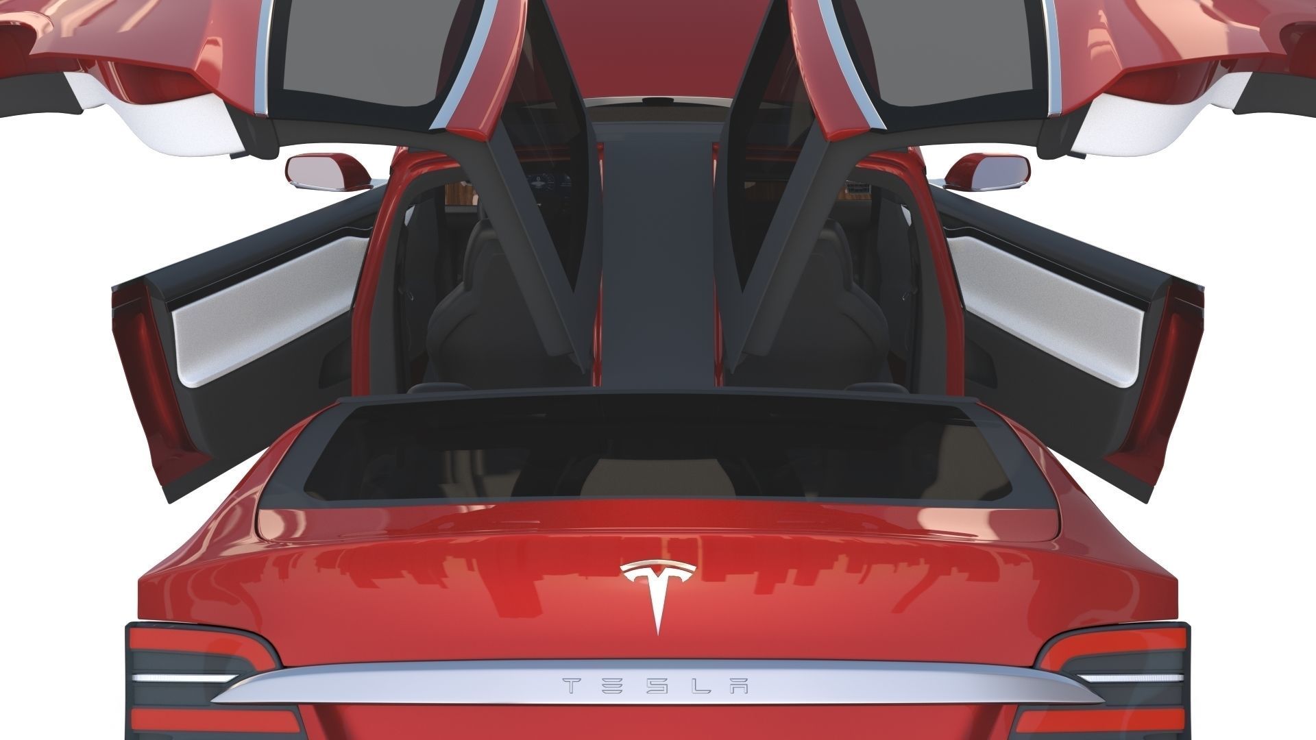 Tesla Model X Red with interior 3D model_39
