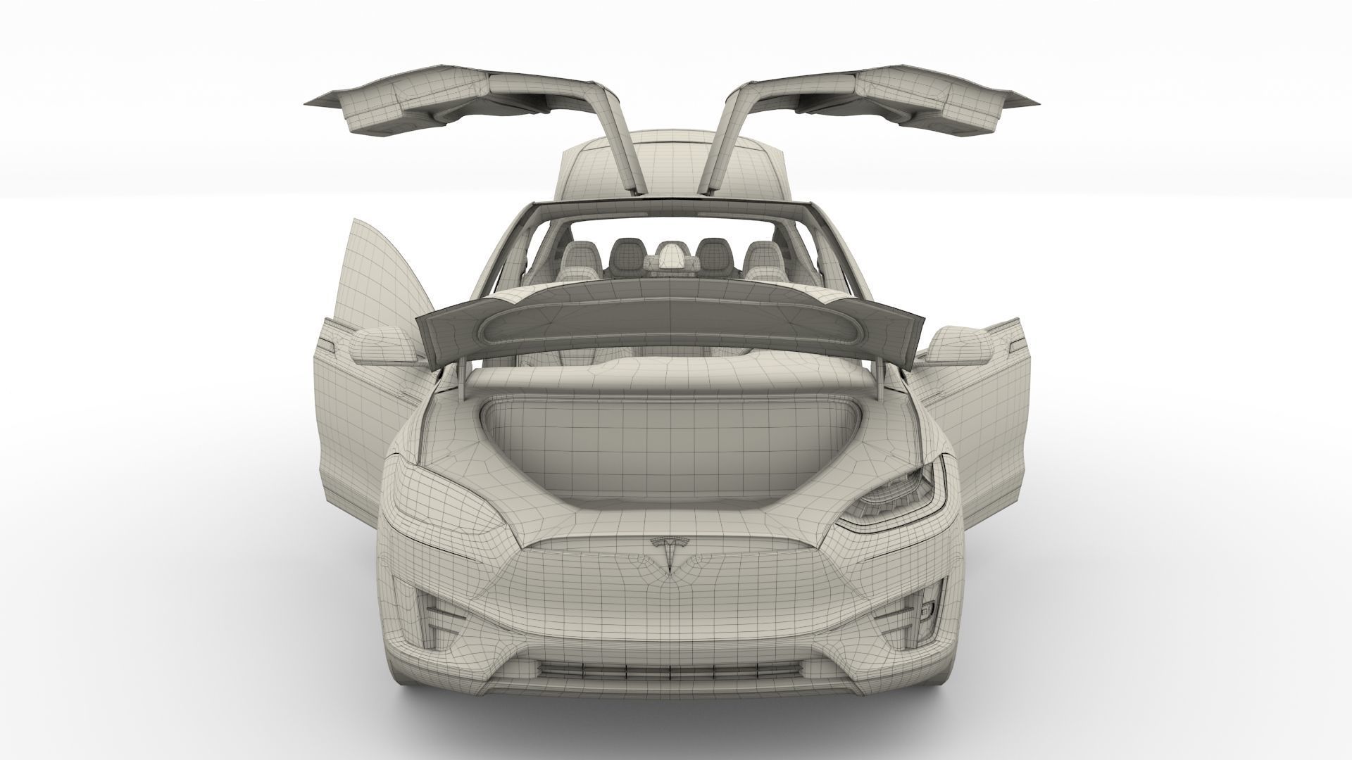 Tesla Model X Red with interior 3D model_37