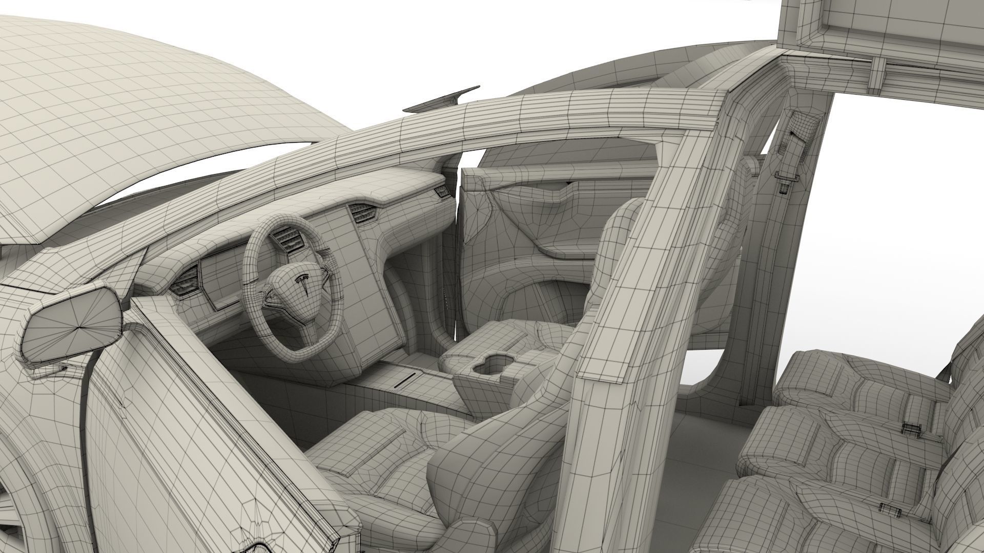 Tesla Model X Red with interior 3D model_59