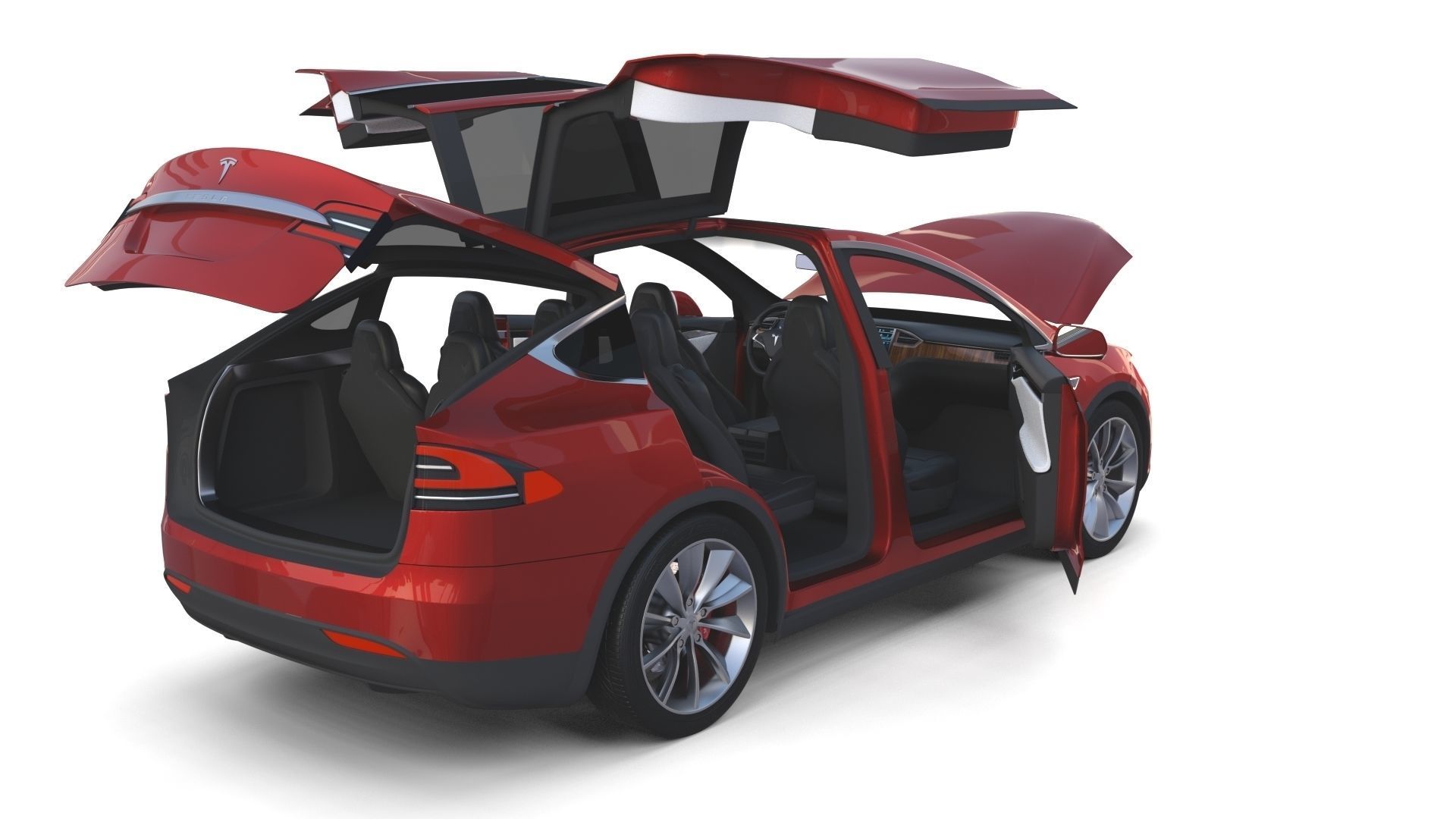 Tesla Model X Red with interior 3D model_23
