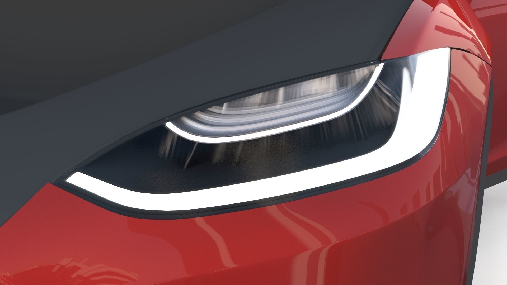 Tesla Model X Red with interior 3D model_35