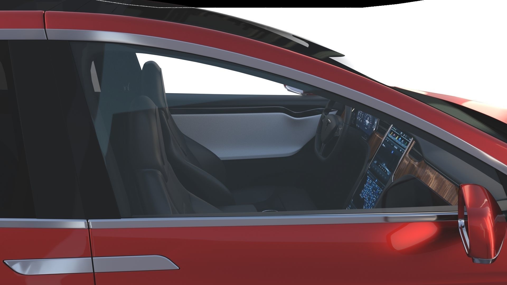 Tesla Model X Red with interior 3D model_19