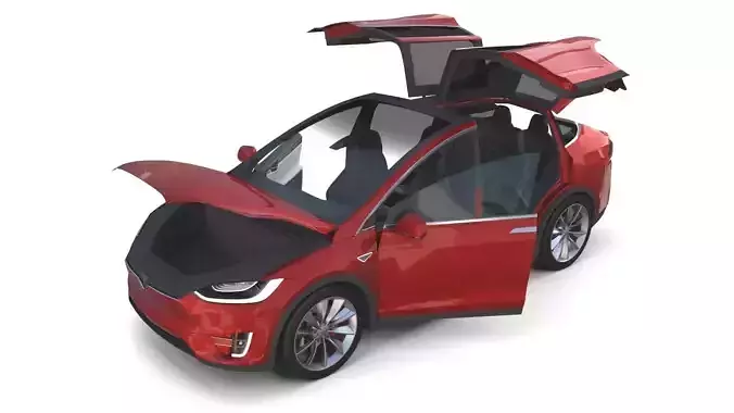 Tesla Model X Red with interior 3D model