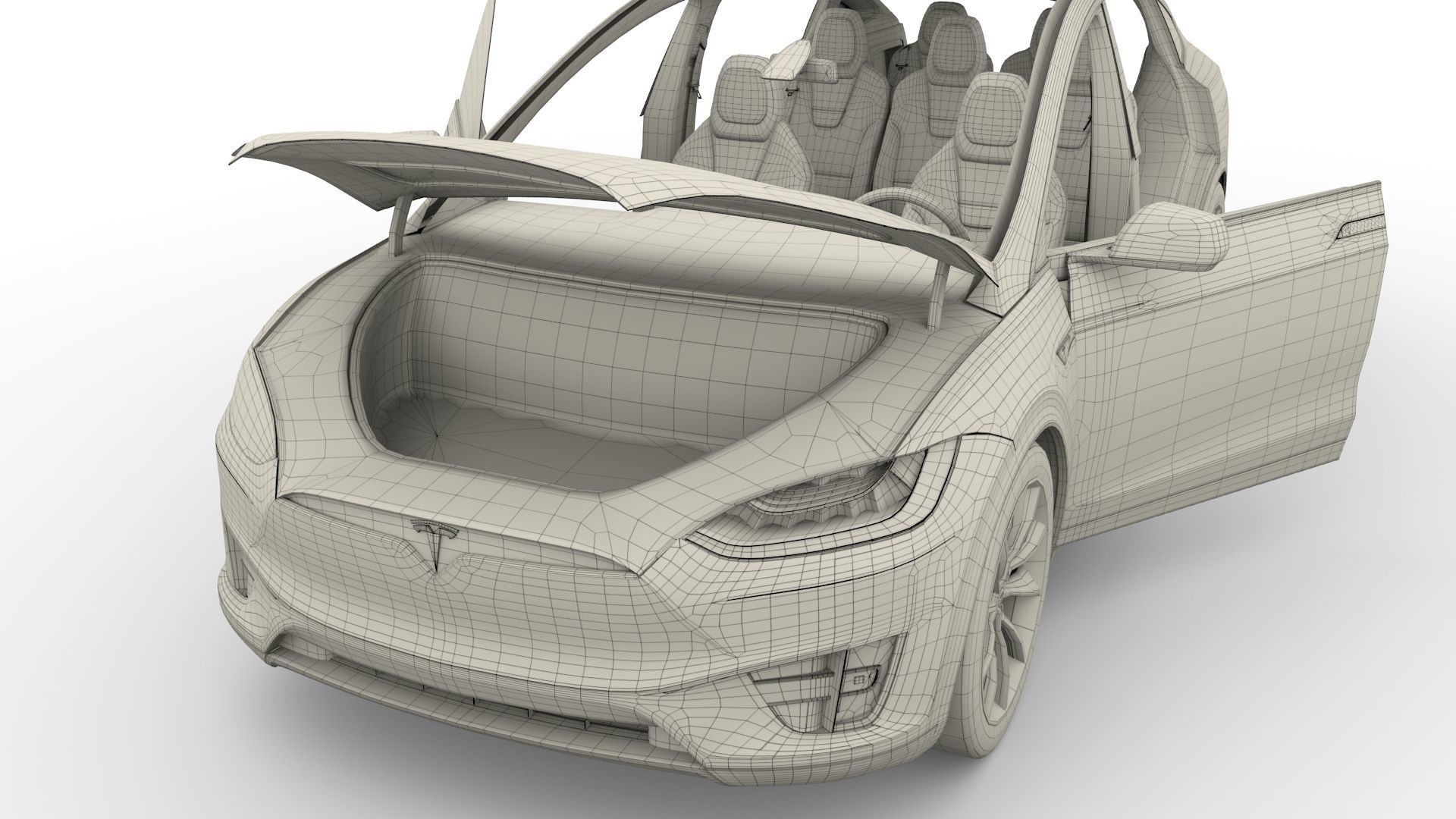 Tesla Model X Red with interior 3D model_50