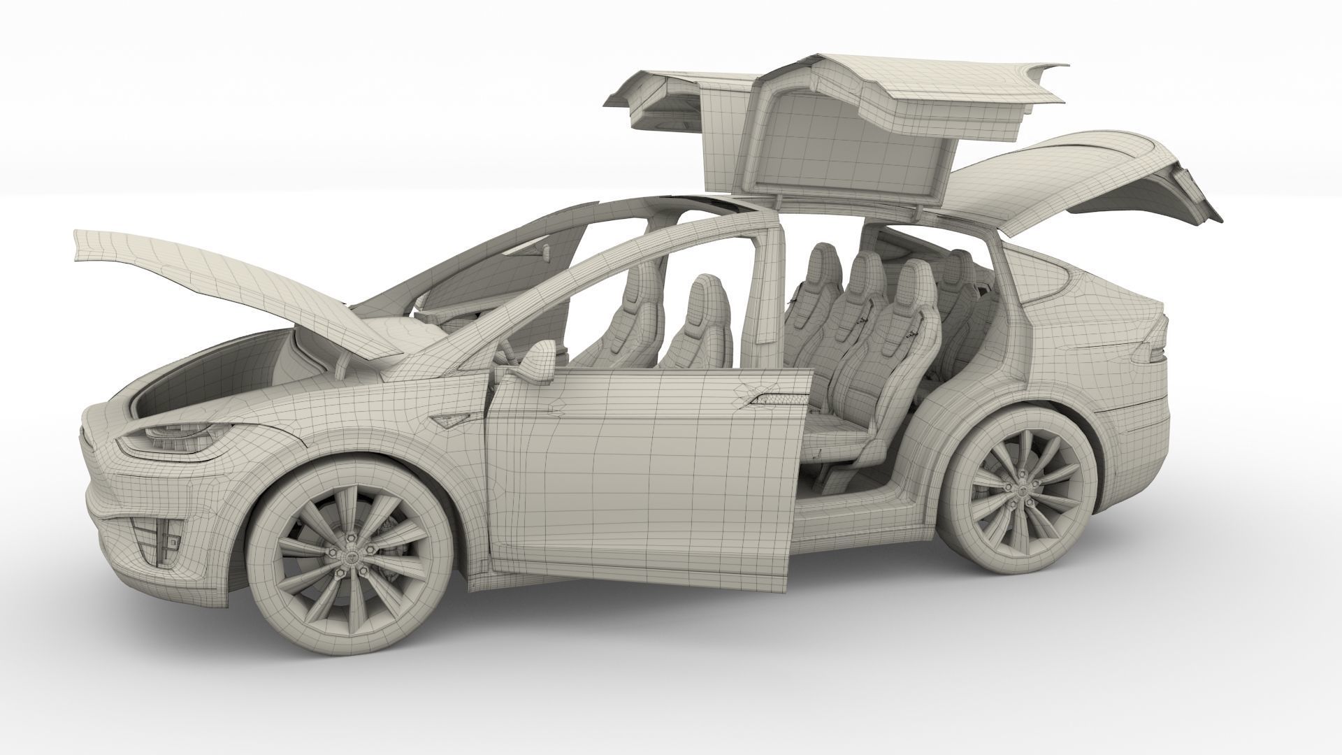 Tesla Model X Red with interior 3D model_40