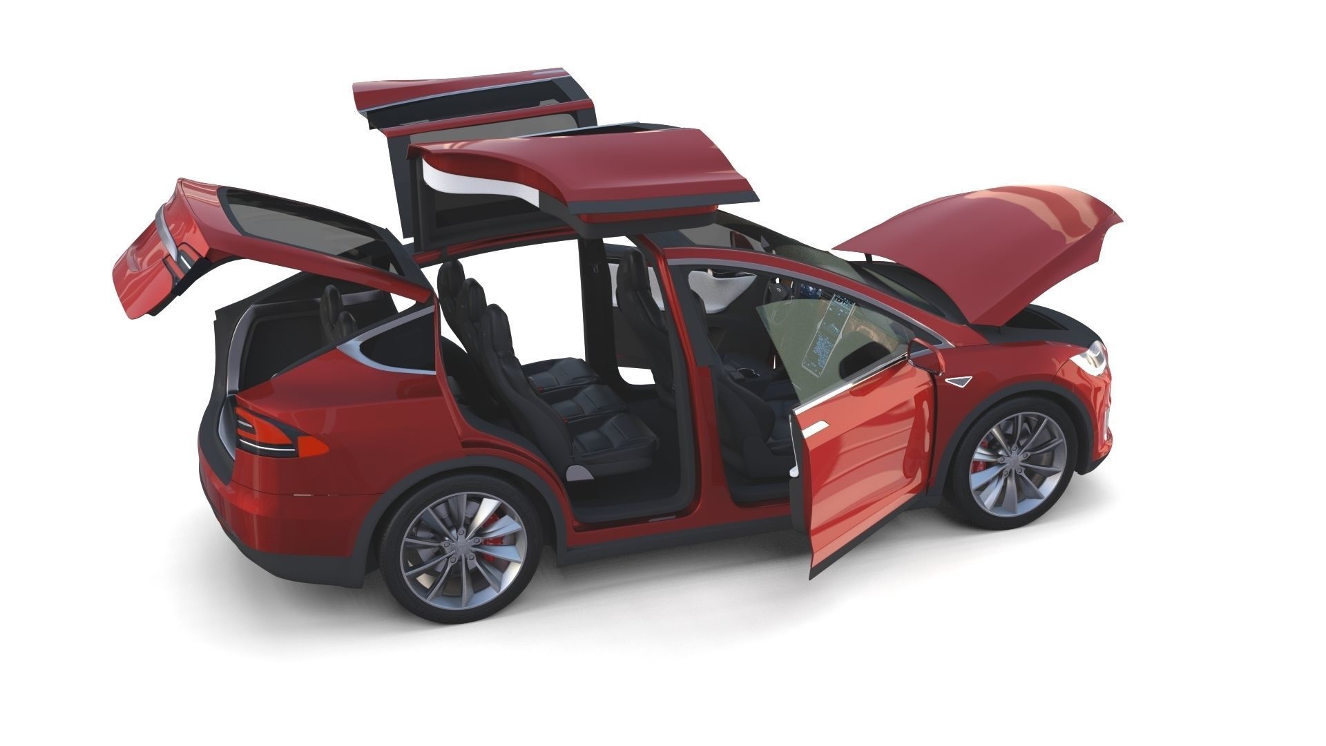 Tesla Model X Red with interior 3D model_32