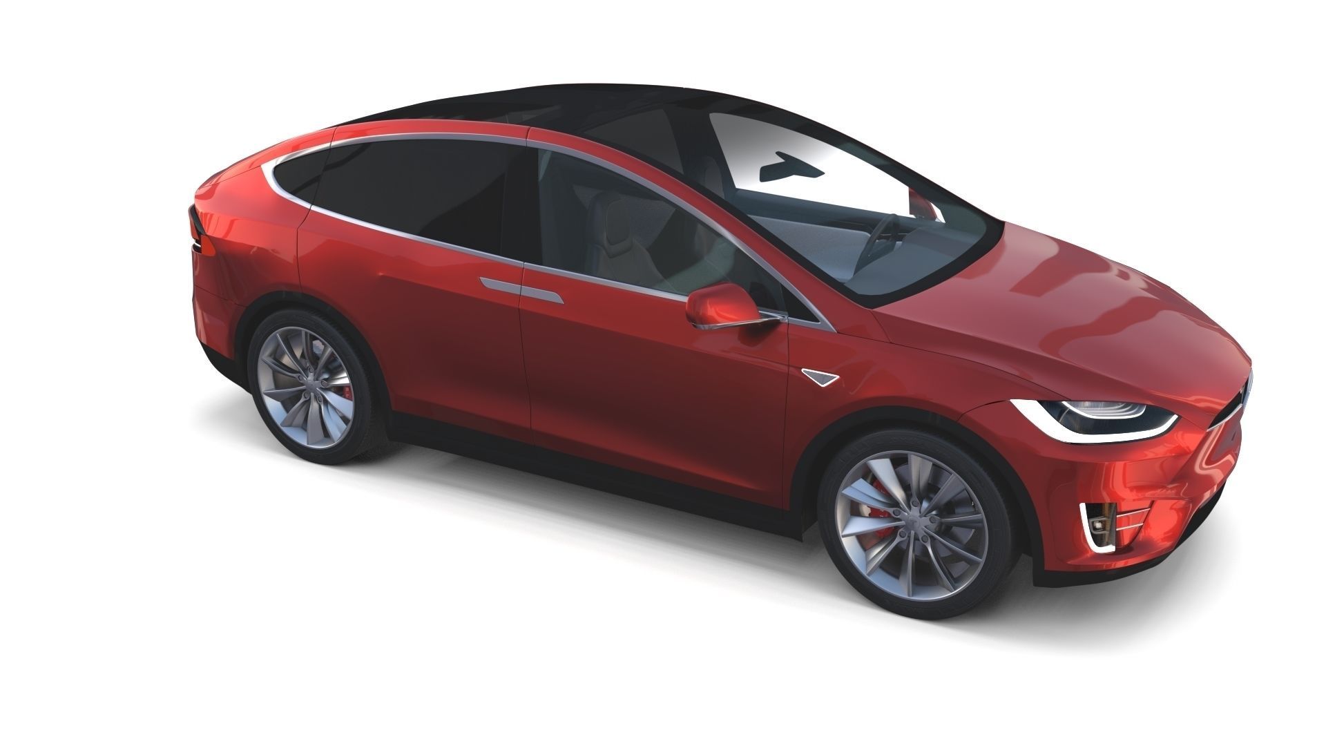 Tesla Model X Red with interior 3D model_6