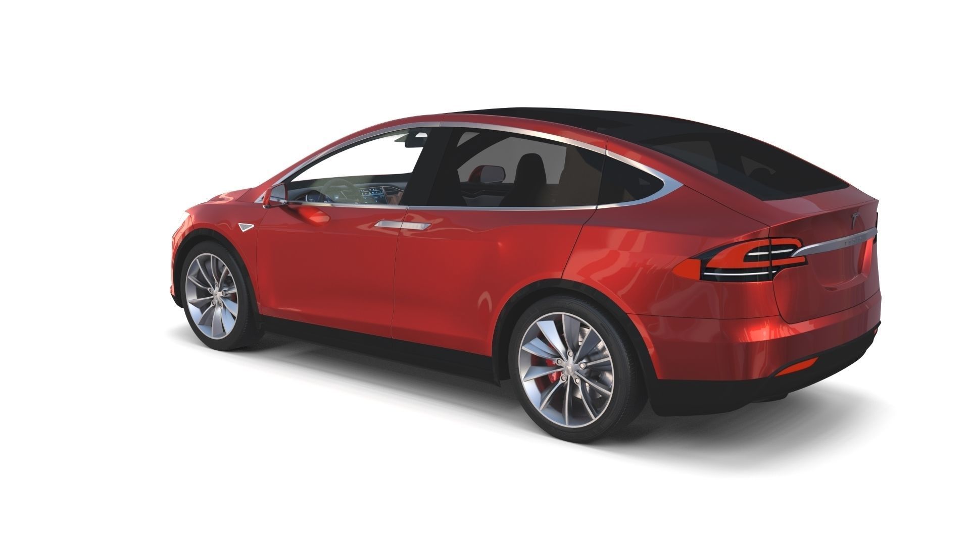 Tesla Model X Red with interior 3D model_67