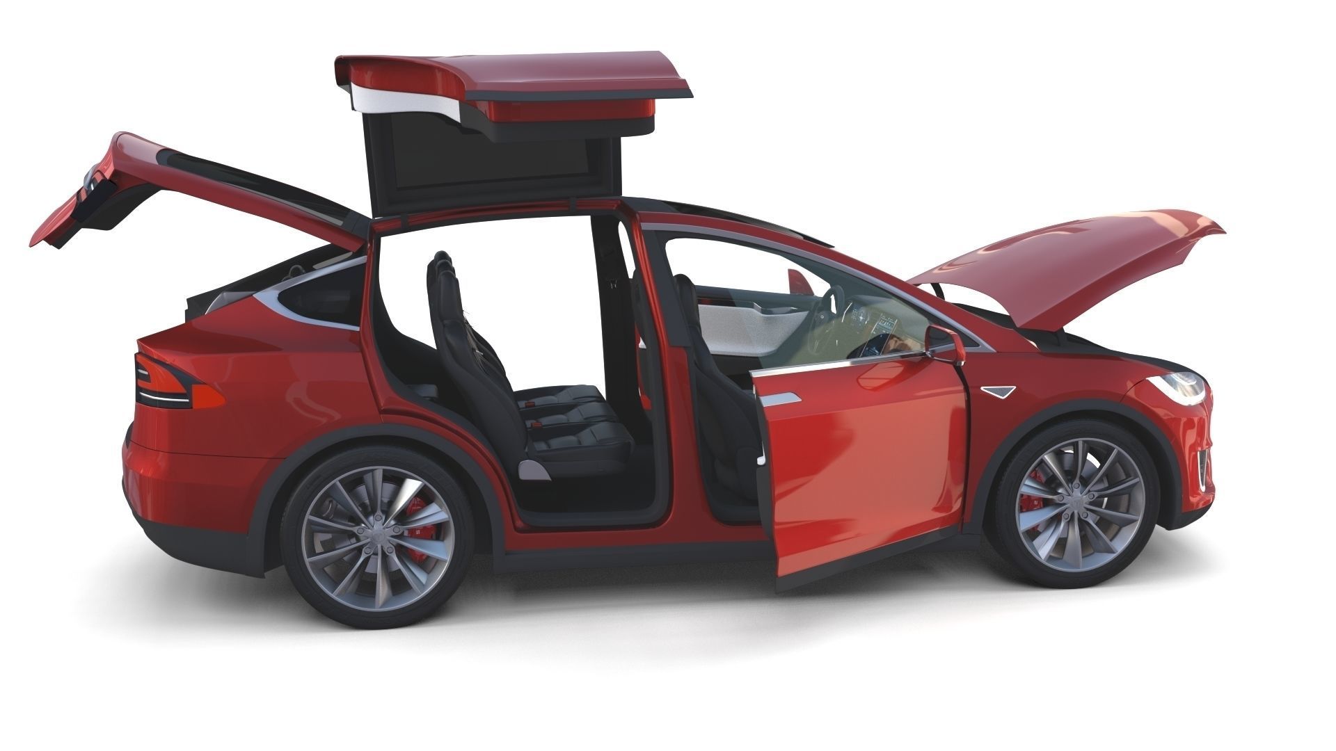 Tesla Model X Red with interior 3D model_26