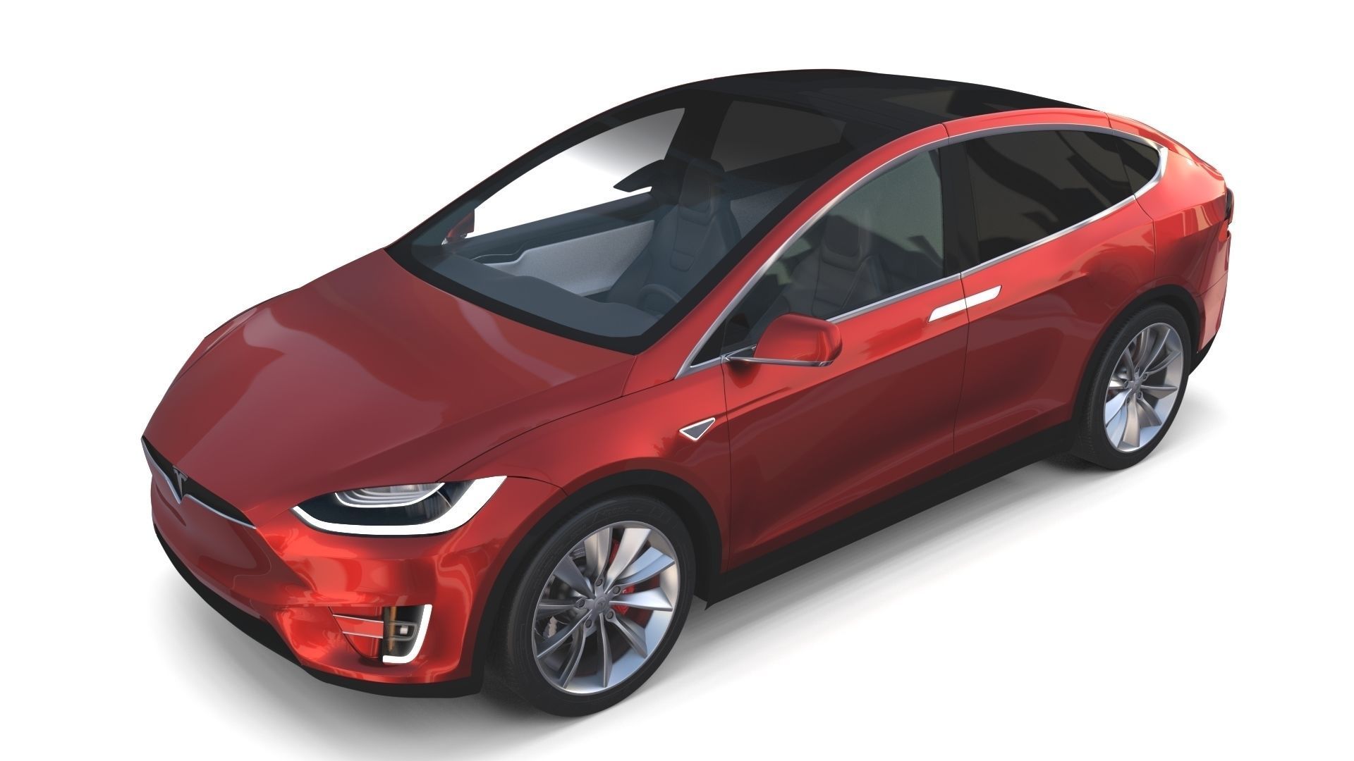 Tesla Model X Red with interior 3D model_8