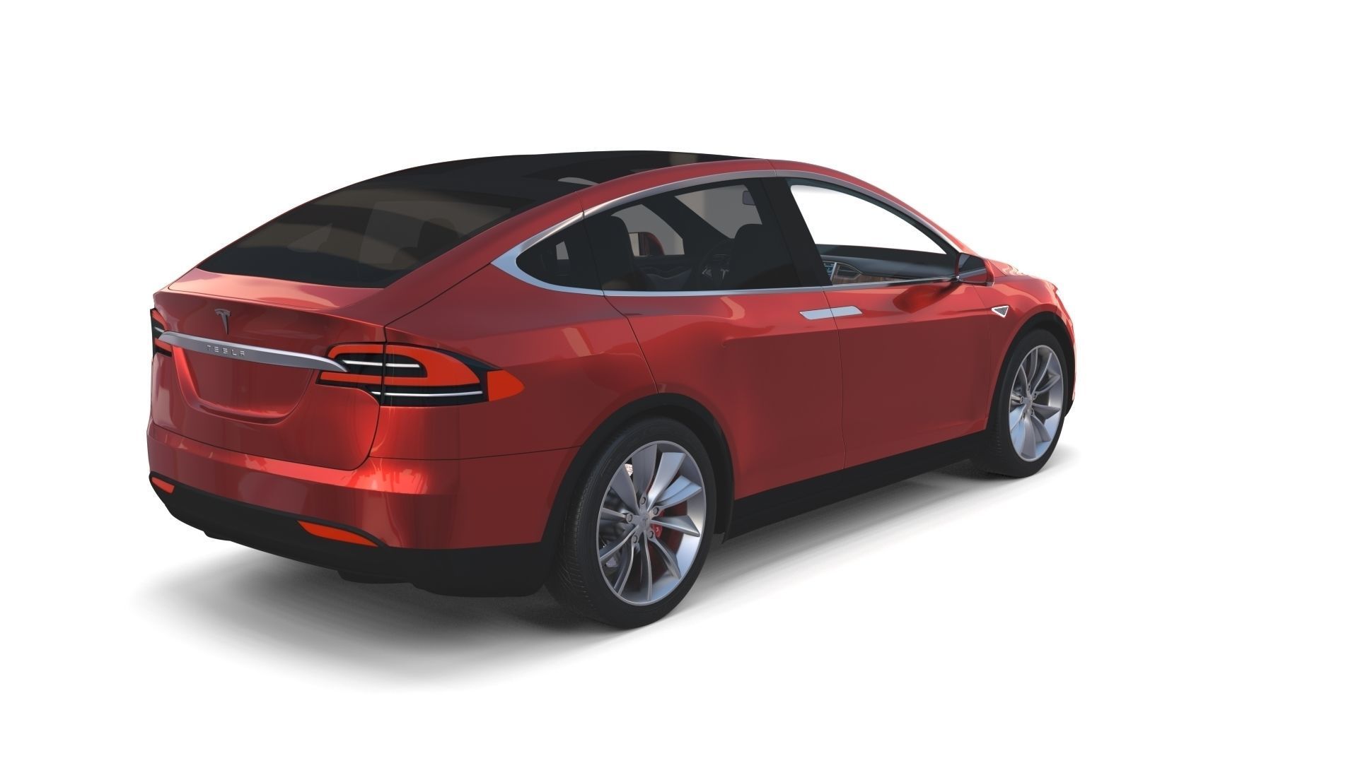 Tesla Model X Red with interior 3D model_68