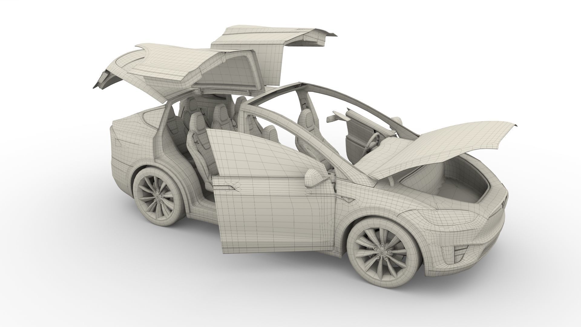 Tesla Model X Red with interior 3D model_49