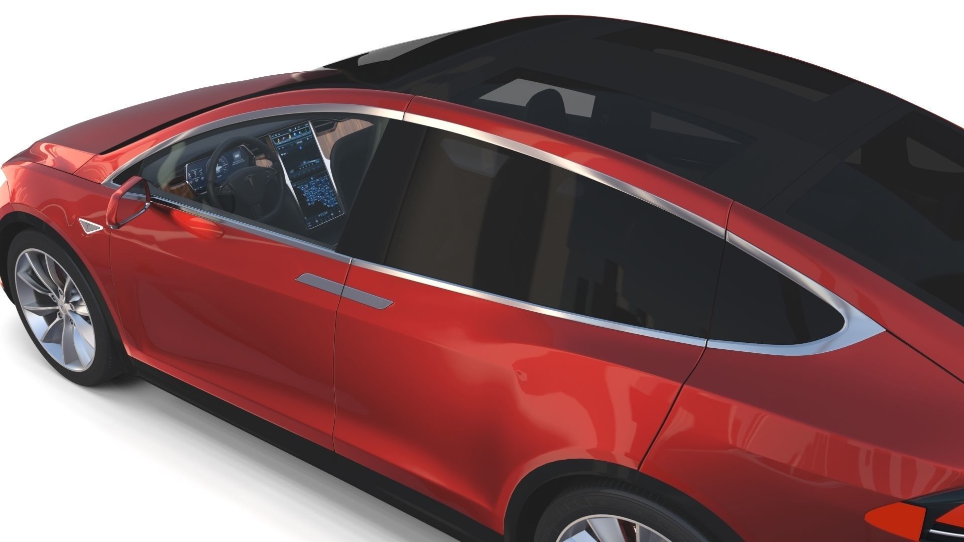 Tesla Model X Red with interior 3D model_11