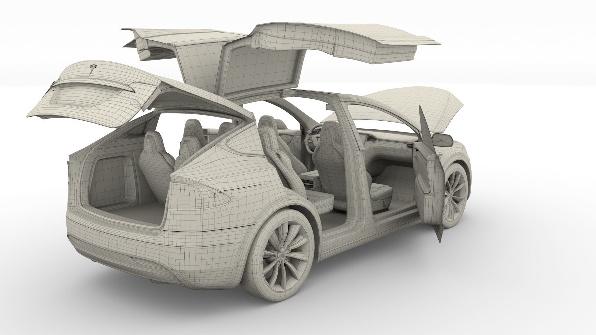 Tesla Model X Red with interior 3D model_42
