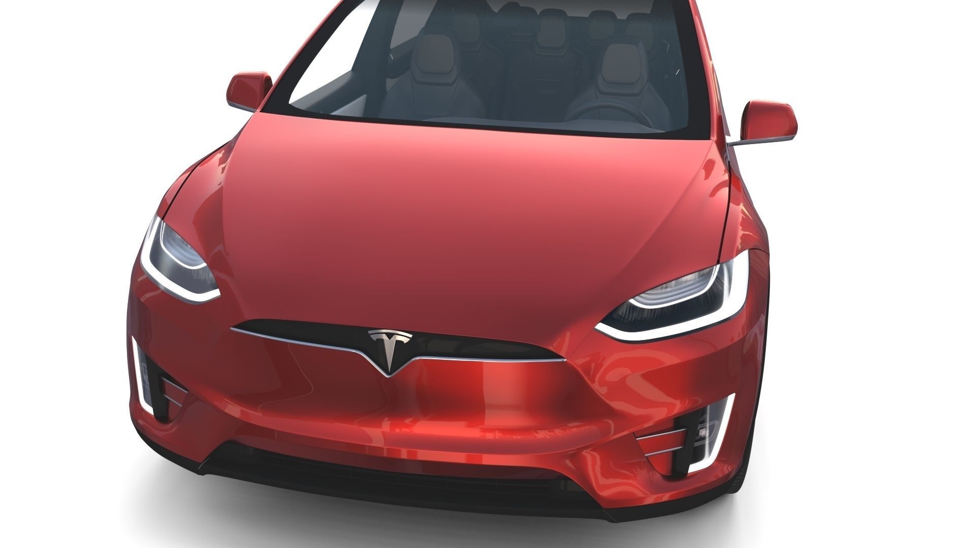 Tesla Model X Red with interior 3D model_10