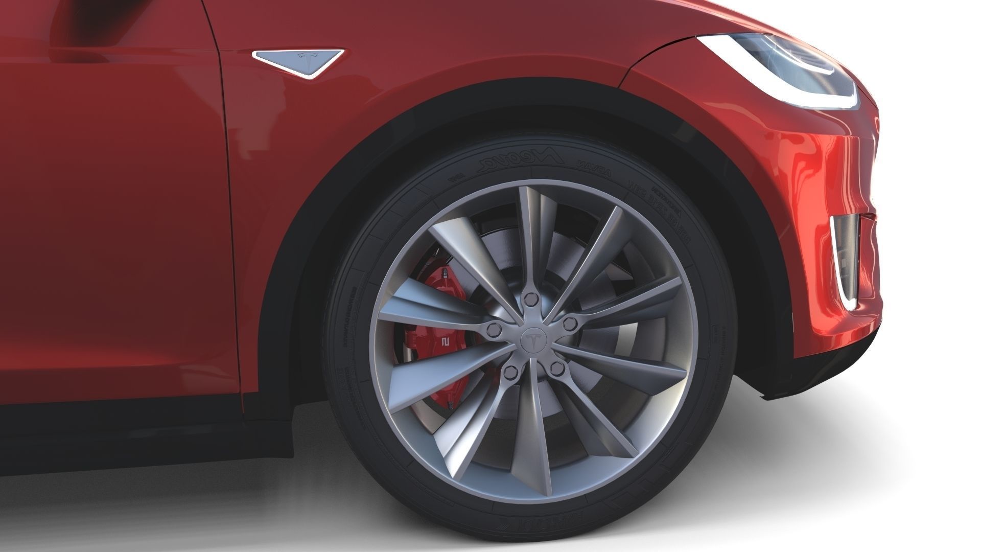 Tesla Model X Red with interior 3D model_13